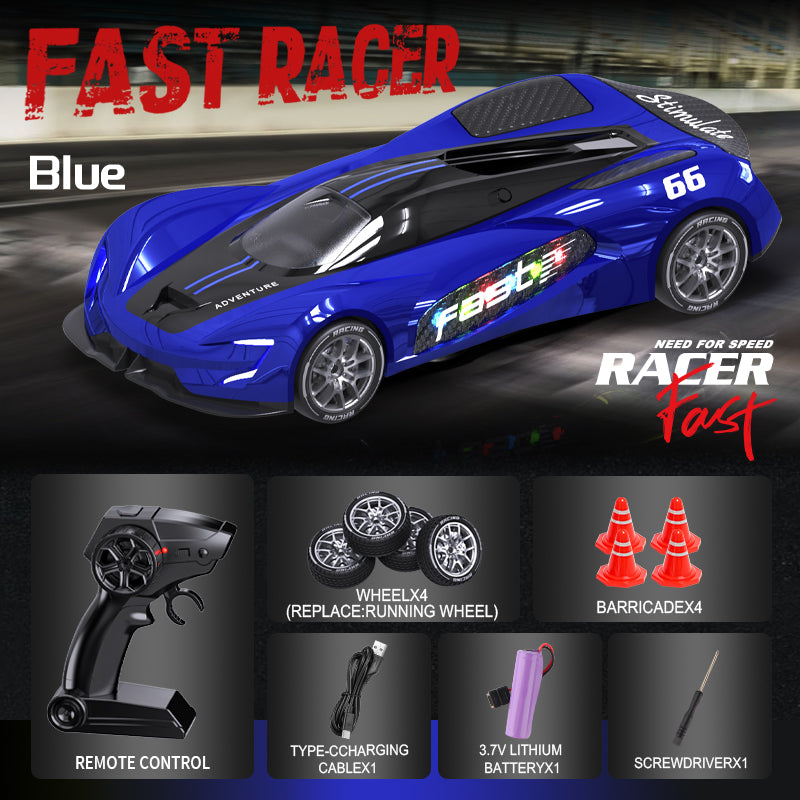 Load image into Gallery viewer, RACER RC Dtift Car – 4WD Drift Racing Car With LED lights, High-Speed Motor, Brushless Motor And Replaceable Tires,Curve Drift 20KM/H (Red/Blue/Yellow/Green)