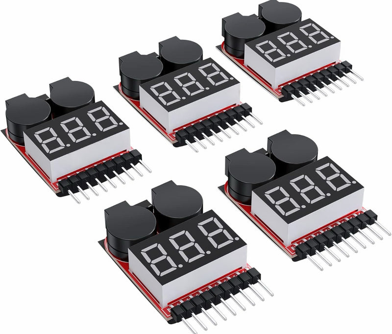 Load image into Gallery viewer, 2PCS/4PCS 1-8s Lipo Battery Voltage Tester,RC Low Voltage Buzzer Alarm,Battery Monitor Checker Tester for 1-8s Lipo Life LiMn Li-ion Battery