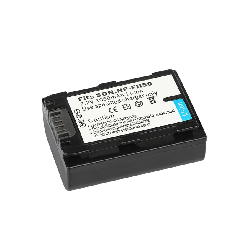 Load image into Gallery viewer, Premium NPFH50 Replacement 7.2V Battery Replacement 1050mAh For Sony NP FH30 NP-FH60 FH70 FH100 A230 A330 A380 DSC-HX1 HX200 Sony Alpha DSLR-A230 DSLR-A290 DSLR-A330 DSLR-A380 DSLR-A390 Camera Replacement Batteries,1Pcs
