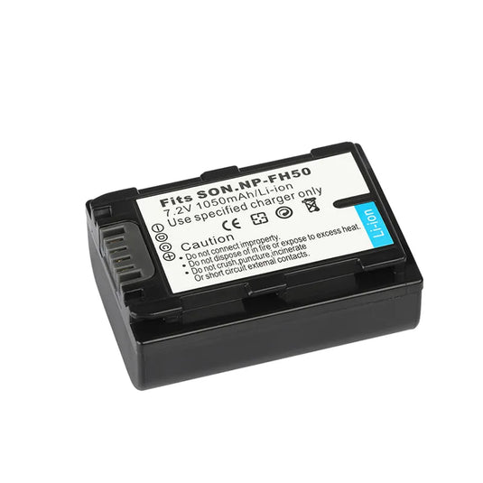 Premium NPFH50 Replacement 7.2V Battery Replacement 1050mAh For  Sony NP FH30 NP-FH60 FH70 FH100 A230 A330 A380 DSC-HX1 HX200 Sony Alpha DSLR-A230 DSLR-A290 DSLR-A330 DSLR-A380 DSLR-A390 Camera Replacement Batteries,1Pcs