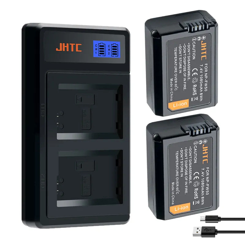 Load image into Gallery viewer, NP-FW50 7.4V Digital Battery Charger Kit 1080mAh Compatible With Sony A6000 A6400 A6300 A6500 A7 A7II A7RII A7SII A7S A7S2 A7R NPFW50 Cameras Batteries