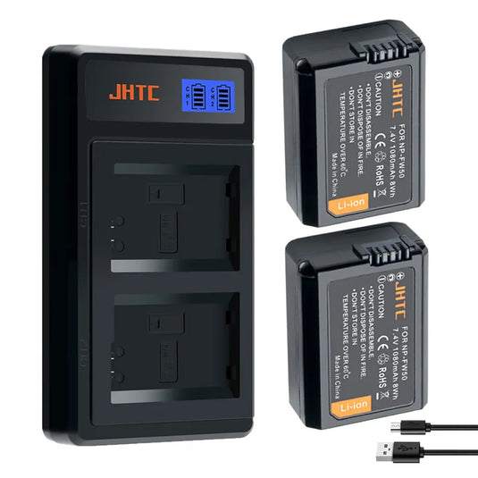 NP-FW50 7.4V Digital Battery Charger Kit 1080mAh Compatible With Sony A6000 A6400 A6300 A6500 A7 A7II A7RII A7SII A7S A7S2 A7R NPFW50 Cameras Batteries