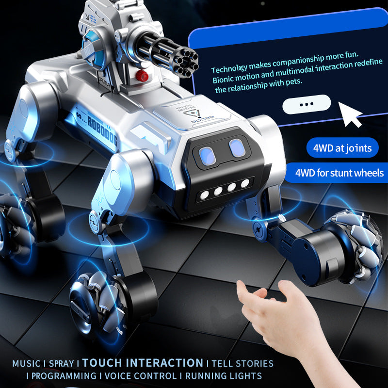Load image into Gallery viewer, JJRC 8WD RC Robot Dog Toy, Programmable Mecha Dog with Remote Control, Touch Interaction, LED Lights & Music for Kids