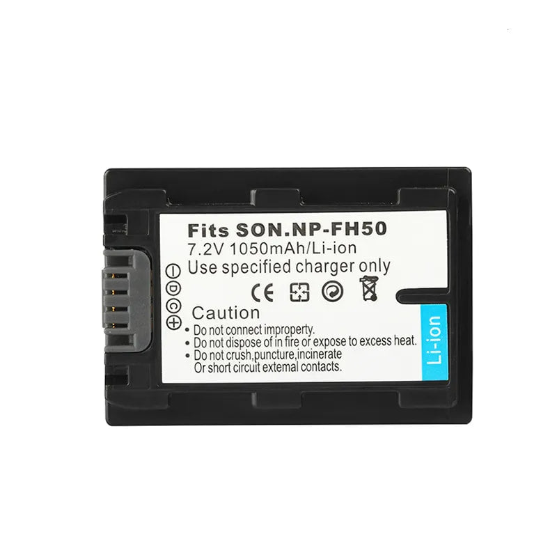 Load image into Gallery viewer, Premium NPFH50 Replacement 7.2V Battery Replacement 1050mAh For Sony NP FH30 NP-FH60 FH70 FH100 A230 A330 A380 DSC-HX1 HX200 Sony Alpha DSLR-A230 DSLR-A290 DSLR-A330 DSLR-A380 DSLR-A390 Camera Replacement Batteries,1Pcs