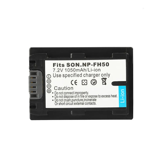 Premium NPFH50 Replacement 7.2V Battery Replacement 1050mAh For  Sony NP FH30 NP-FH60 FH70 FH100 A230 A330 A380 DSC-HX1 HX200 Sony Alpha DSLR-A230 DSLR-A290 DSLR-A330 DSLR-A380 DSLR-A390 Camera Replacement Batteries,1Pcs