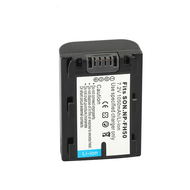Load image into Gallery viewer, Premium NPFH50 Replacement 7.2V Battery Replacement 1050mAh For Sony NP FH30 NP-FH60 FH70 FH100 A230 A330 A380 DSC-HX1 HX200 Sony Alpha DSLR-A230 DSLR-A290 DSLR-A330 DSLR-A380 DSLR-A390 Camera Replacement Batteries,1Pcs