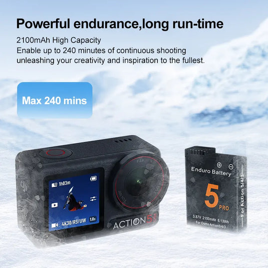 3.87V 2100mAh Battery Replacement Compatible For DJI Osmo Action 3, Action 4, Action 5Pro Sport Cameras Accessories