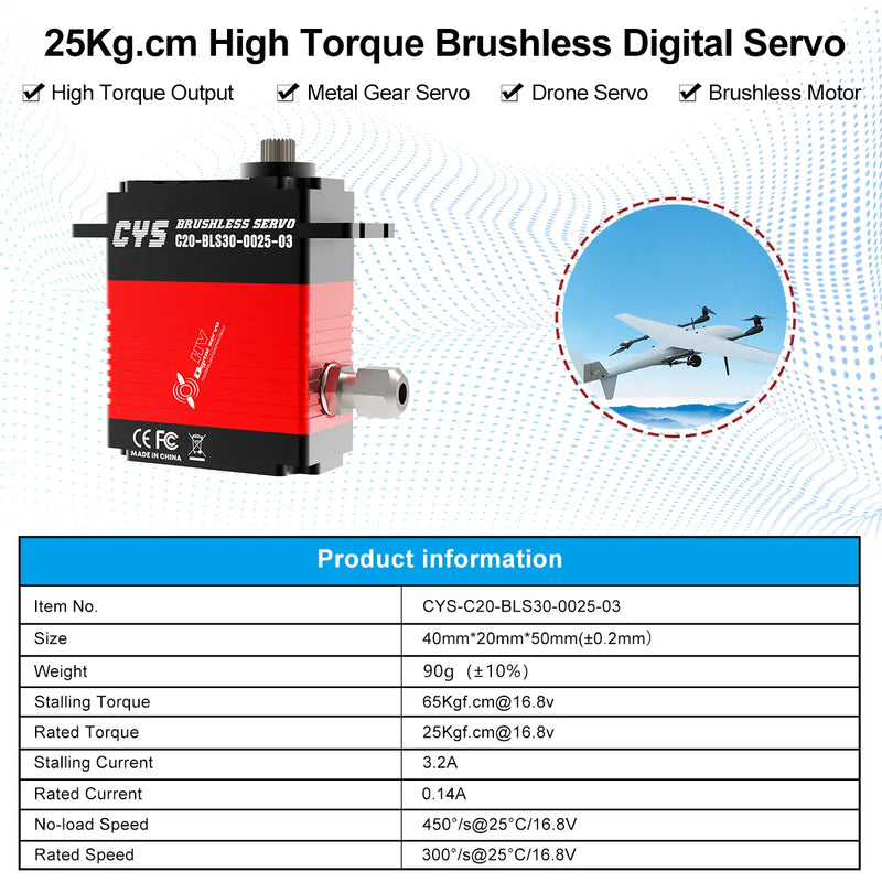 Load image into Gallery viewer, C20-BLS30-0025-03 25KG Full Metal Brushless Servo Motor with CAN Protocol, Waterproof Steel Gear Bus for Drones & RC Plane, 1 Pack(Direct Factory Sale)