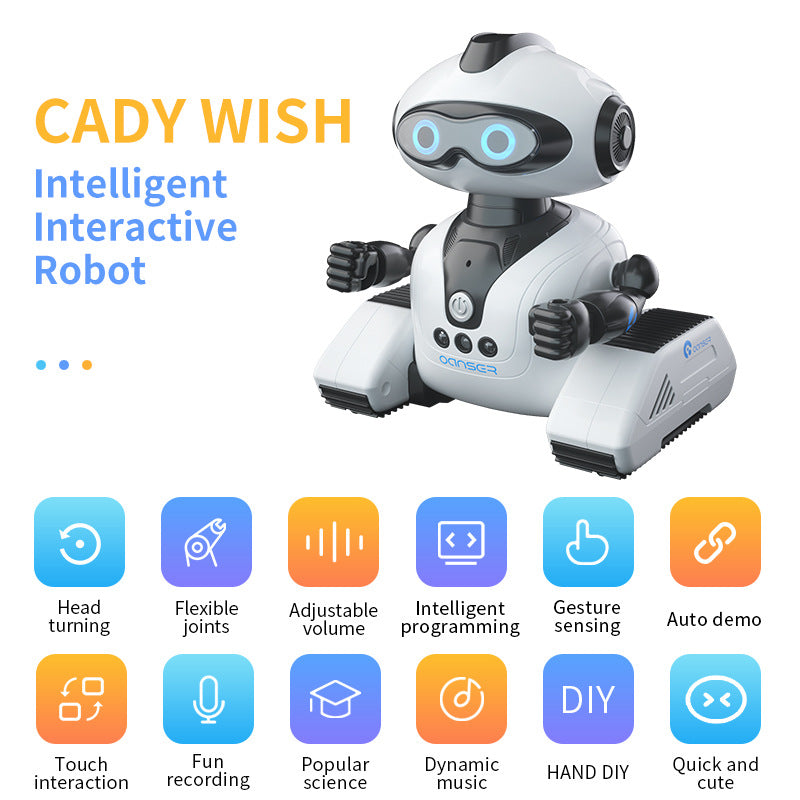 Load image into Gallery viewer, Intelligent Interactive Robot Toy for Kids - Remote Control Robot with Gesture Sensing, Smart Programming, Touch Interaction, Voice Recording & Music, Flexible 360° Movement STEM Toy