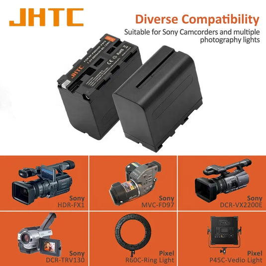 FirstPower 2 Pack NP-F970 Batteries And USB Dual Charger 7.4V 8800mAh For Sony MC1500C 190P 198P F950 HD1000C NP-F970 F960 F950 Photographic Lamp Battery,1Kit