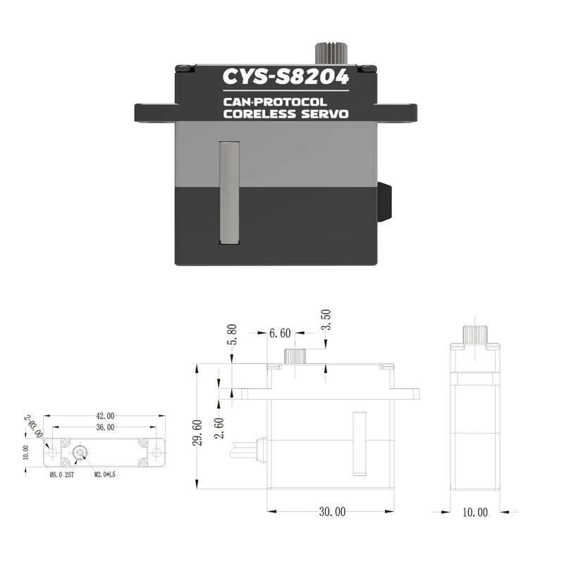 Load image into Gallery viewer, S8204 Can Protocol 10kg Torque Coreless Metal Gear Digital Servo for Drone and RC Plane, 1 Pack(Direct Factory Sale)