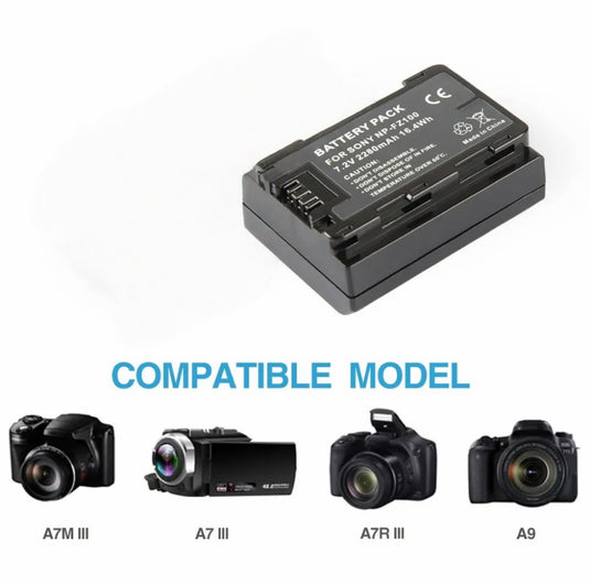 Sony NPFZ100 7.2V Z-series Rechargeable Battery 2280mAh Fo rAlpha 9, A7RIII, ILCE-7RM3, A9, A9R NP FZ100 Digital Cameras Black,1Pcs