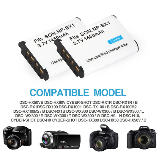 NP-BX1 3.7V Rechargeable Battery 1450mAh For Sony HX300 HX400 HX50 HX60 DSC RX1 RX100 AS100V AS300 M3 M2 AS15 WX350  Camera Batteries