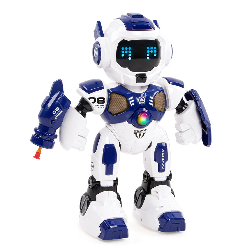 Load image into Gallery viewer, RC Robot Toy for Kids, Intelligent Mech Warrior Remote Control Robot with Manual Soft Bullet Launcher, Touch Sensing, Music & LED Eyes, Interactive Walking & Shooting Robot Gift