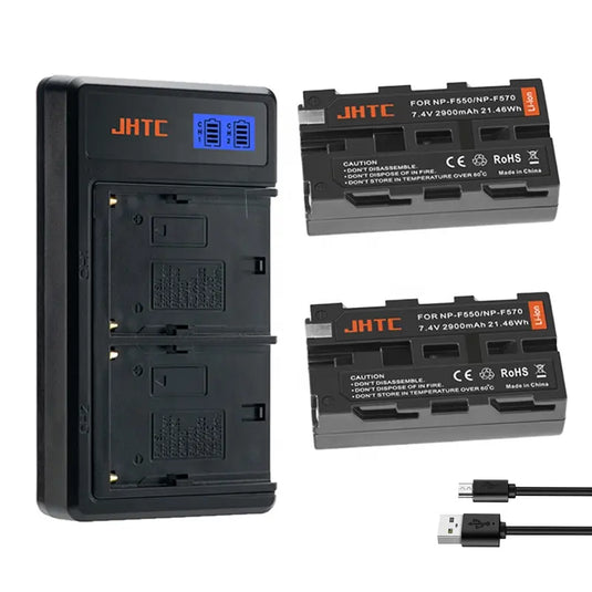 Artman NP-F550 Battery 7.4V and USB Charger 2900mah For Sony NP-F970 F750 F550 Yongnuo YN300III YN360III Godox LED Video Light ,Monitor, Camera Slider Batteries (2Battry1 Charger Set)