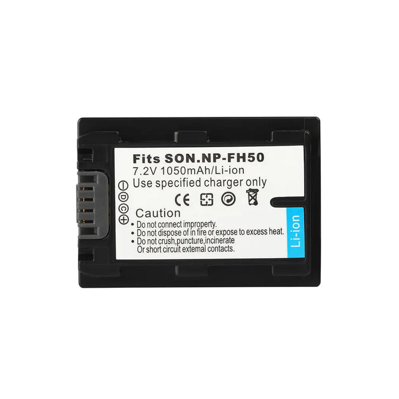 Load image into Gallery viewer, Premium NPFH50 Replacement 7.2V Battery Replacement 1050mAh For Sony NP FH30 NP-FH60 FH70 FH100 A230 A330 A380 DSC-HX1 HX200 Sony Alpha DSLR-A230 DSLR-A290 DSLR-A330 DSLR-A380 DSLR-A390 Camera Replacement Batteries,1Pcs