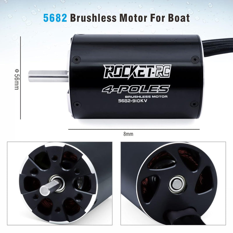 Load image into Gallery viewer, 5682 Brushless Rc Boat Motor, Surpass Hobby 910KV Brushless Motor with Cooling Set for RC Boat