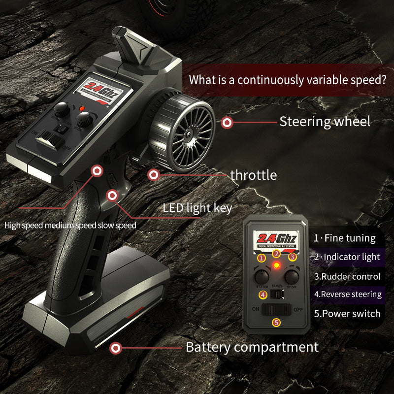 Load image into Gallery viewer, JJRC Remote 2.4G control high-speed car Pull off-road vehicles with LED highlight headlight Carbon brush magneto Strong power output