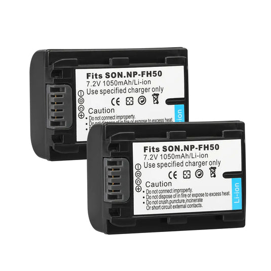 Premium NPFH50 Replacement 7.2V Battery Replacement 1050mAh For  Sony NP FH30 NP-FH60 FH70 FH100 A230 A330 A380 DSC-HX1 HX200 Sony Alpha DSLR-A230 DSLR-A290 DSLR-A330 DSLR-A380 DSLR-A390 Camera Replacement Batteries,1Pcs