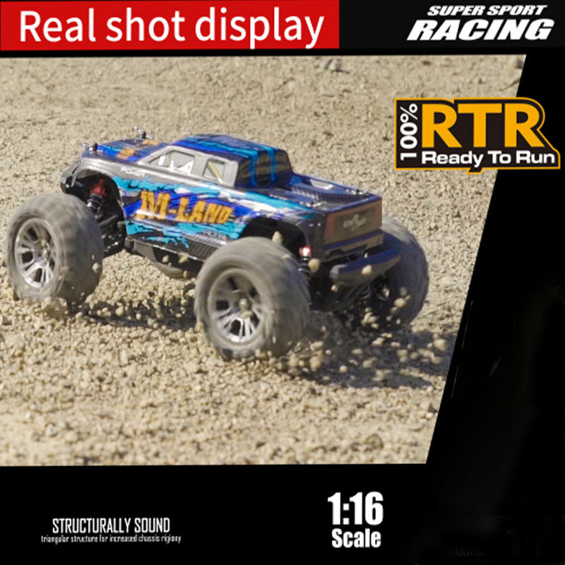 Load image into Gallery viewer, 1:16 RC High Speed Truck 4WD USB Charger GT Control System AA Battery ,Splash Proof 390 High Speed Motor 2.4GHZ (Red/Blue)