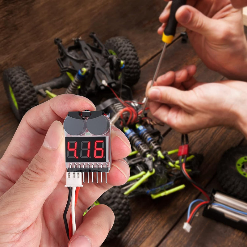 Load image into Gallery viewer, 2PCS/4PCS 1-8s Lipo Battery Voltage Tester,RC Low Voltage Buzzer Alarm,Battery Monitor Checker Tester for 1-8s Lipo Life LiMn Li-ion Battery