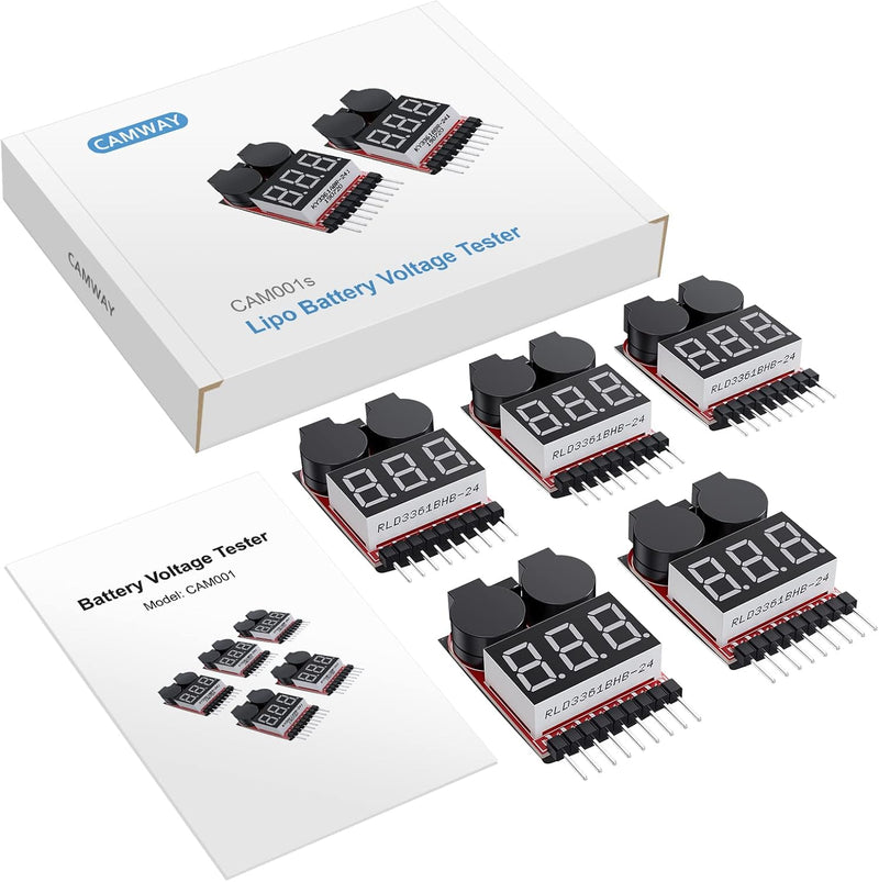 Load image into Gallery viewer, 2PCS/4PCS 1-8s Lipo Battery Voltage Tester,RC Low Voltage Buzzer Alarm,Battery Monitor Checker Tester for 1-8s Lipo Life LiMn Li-ion Battery