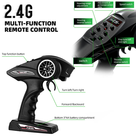 GUOKAI  Drift racing car 50KM/H High Speed 4 Wheel Drive Gyro Stabilized All Terrain with Led Light