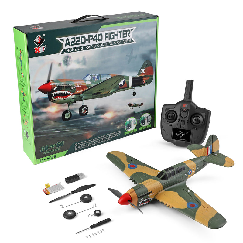 Load image into Gallery viewer, Wltoys A220-P40 Fighter EPP Foam Airplane 384mm Wingspan 4 Channel 6 Axis Gyro RC Airplane