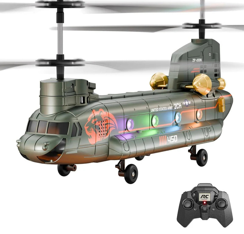Load image into Gallery viewer, XK5 Remote Control Helicopter, 2.4G 3.5CH Military Transport Chopper with Altitude Hold, One-Key Take-off, LED Lights & 2 Speeds, RC Aircraft Toy for Kids and Adults