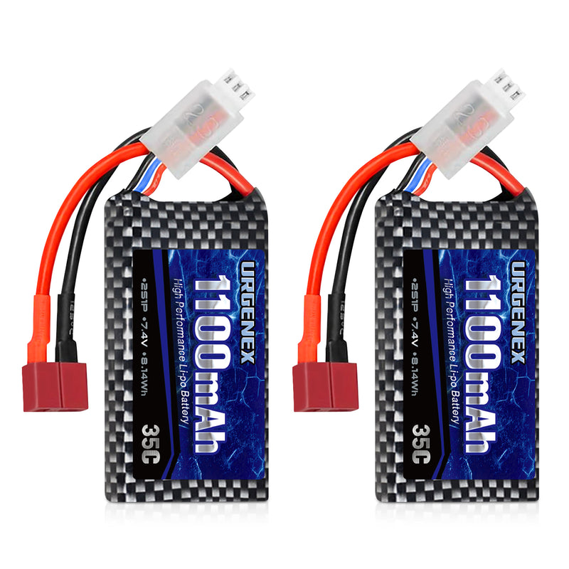 Load image into Gallery viewer, URGENEX 7.4V 1100mAh 2S 35C RC LiPo Battery with DeansT Plug