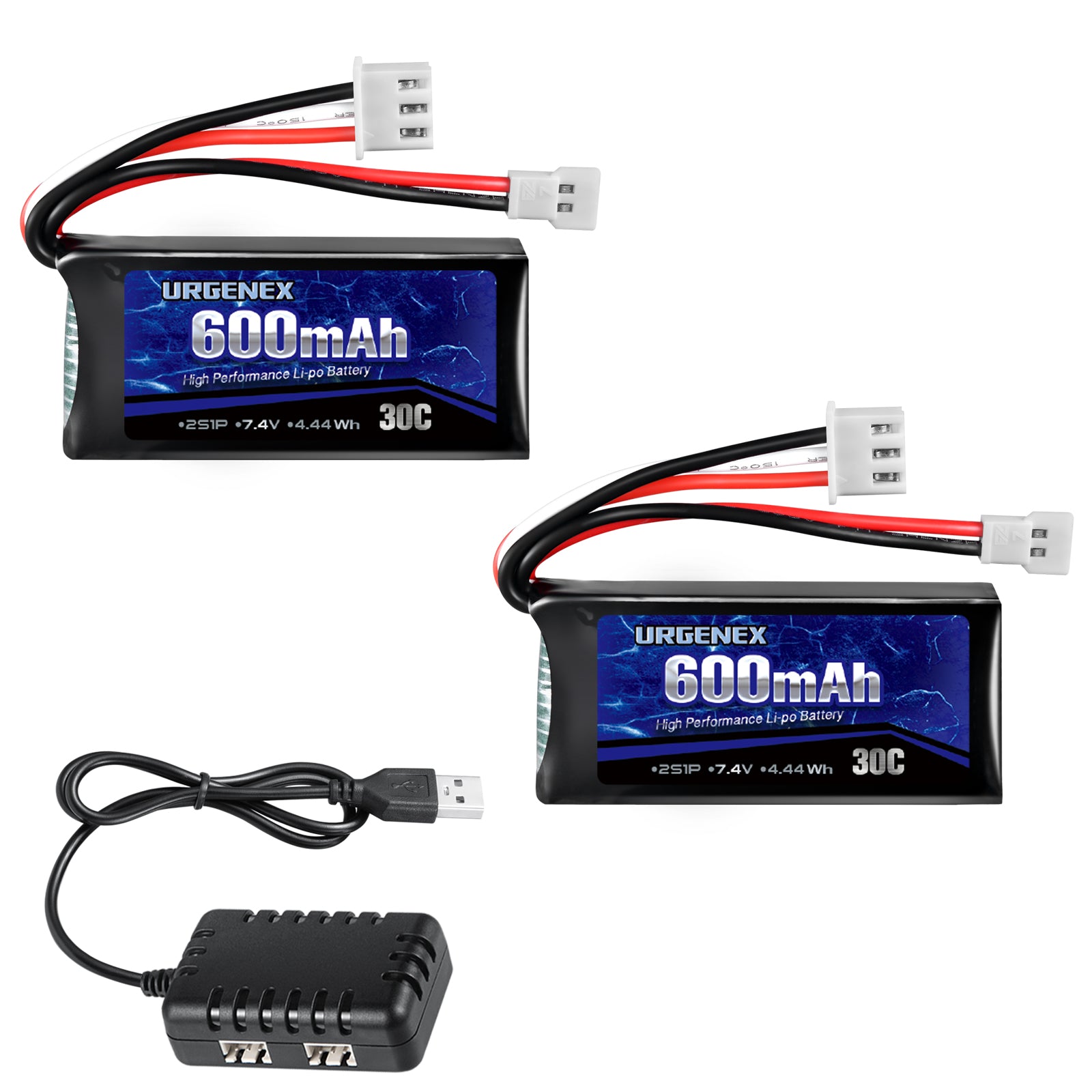 URGENEX FCX24 Batteria 7.4V Lipos 2S 30C 600mAh Batteria al litio