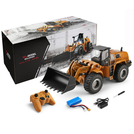WLtoys RC Bulldozer 1:14 Scale High Simulation 2.4G Independent Control Analog Hydraulic Telescopic Design with Light and Sound