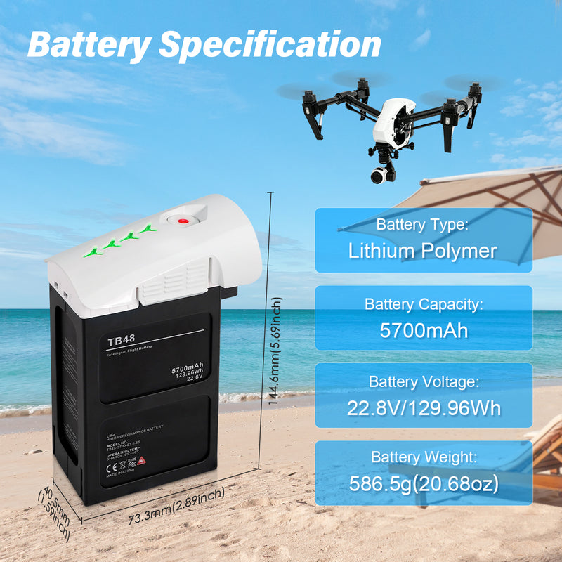 Load image into Gallery viewer, Inspire TB48 Intelligent Flight Battery 22.8V 5700mAh High Capacity Replacement Battery Compatible with DJI Inspire 1 / 1 V2.0 /1 Pro /1 Raw, Up to 22Mins Max Flight Time
