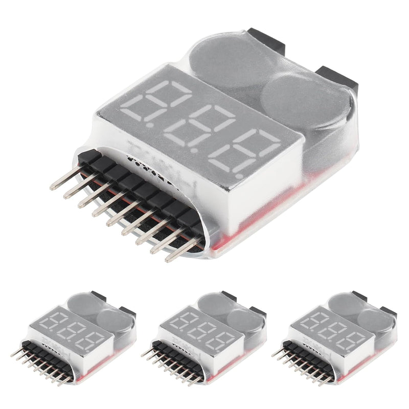 Load image into Gallery viewer, 2PCS/4PCS 1-8s Lipo Battery Voltage Tester,RC Low Voltage Buzzer Alarm,Battery Monitor Checker Tester for 1-8s Lipo Life LiMn Li-ion Battery