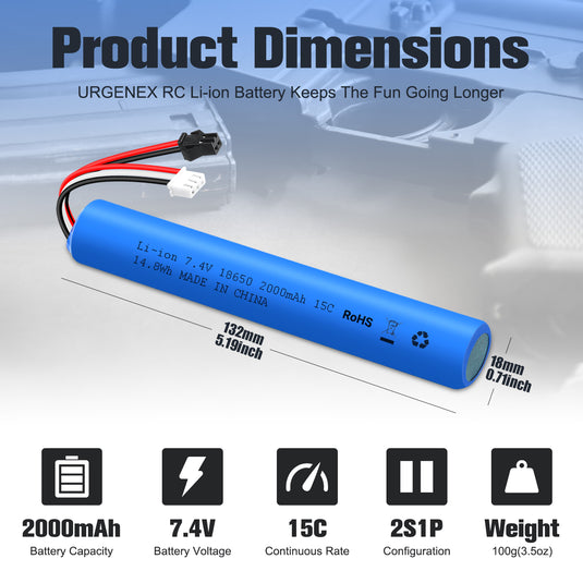 Gel Blaster Battery 7.4V 2000mAh SM2P Plug Airsoft Battery