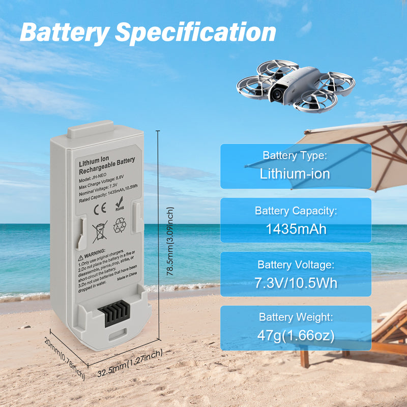 Load image into Gallery viewer, Neo Intelligent Flight Battery 7.3V 1435mAh High Capacity Replacement Battery Compatible with DJI Neo Drone, Up to 18Mins Flight Time