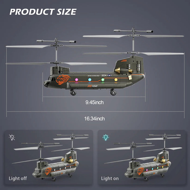 Load image into Gallery viewer, XK5 Remote Control Helicopter, 2.4G 3.5CH Military Transport Chopper with Altitude Hold, One-Key Take-off, LED Lights & 2 Speeds, RC Aircraft Toy for Kids and Adults