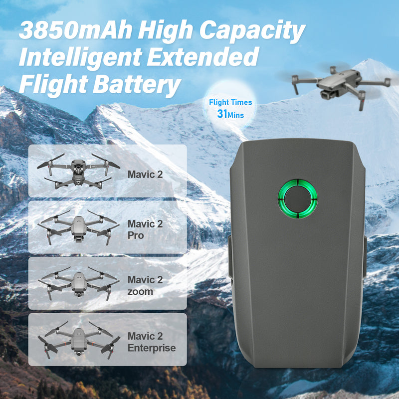Load image into Gallery viewer, Mavic 2 Intelligent Flight Battery 15.4V 3850mAh High Capacity Replacement Battery Compatible with DJI Mavic 2 / Mavic 2 Pro/ Mavic 2 Zoom/ Mavic 2 Enterprise/ Up to 31Mins Max Flight Time