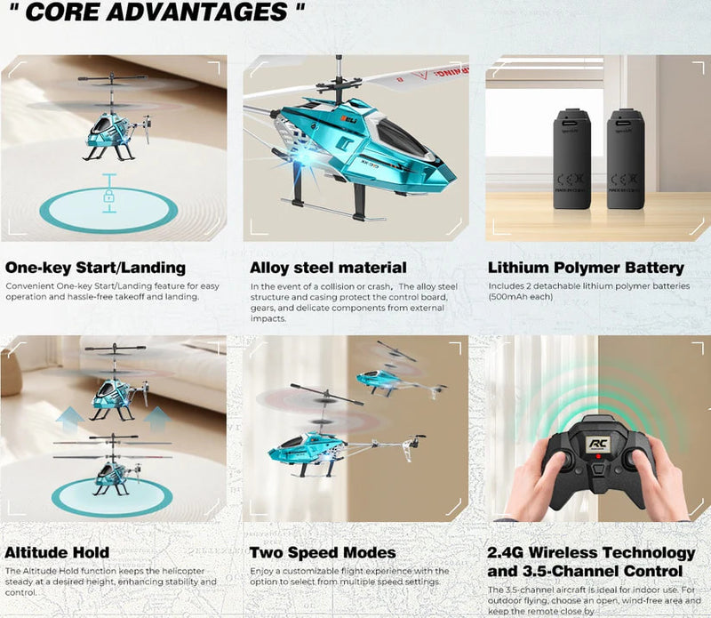 Load image into Gallery viewer, XK919X RC Helicopter, 2.4G 3.5CH Alloy Body Aircraft with Altitude Hold, 15 Mins Long Flight Time, One-Key Take-off/Landing & LED Lights, Durable Indoor Toy for Kids & Beginners