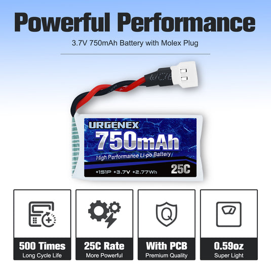 3.7V Lipo Battery 750mAh RC Drone Battery with Molex Plug Fit for Syma RC Drone