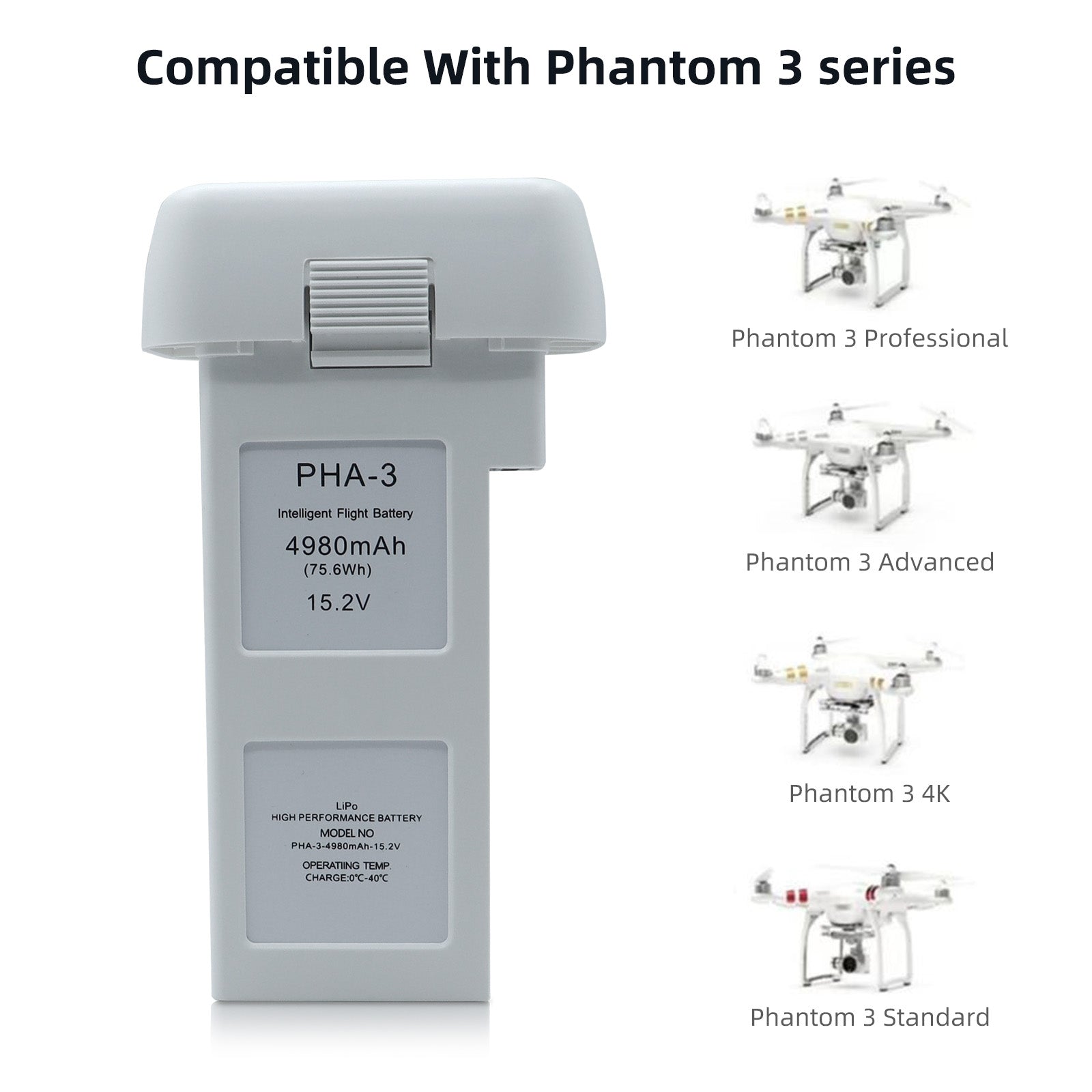 15.2V Phantom 3 Drone Accessory 4980mAh Fit for DJI Quadcopter RC