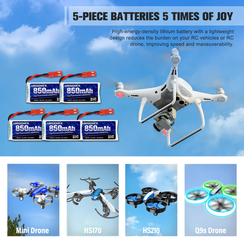 Load image into Gallery viewer, 3.7V 25C RC Drone Battery 850mah with JST Plug Fit for Sky Viper, Syma and Holy Stone