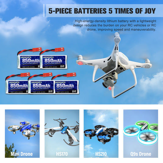 3.7V 25C RC Drone Battery 850mah with JST Plug Fit for Sky Viper, Syma and Holy Stone
