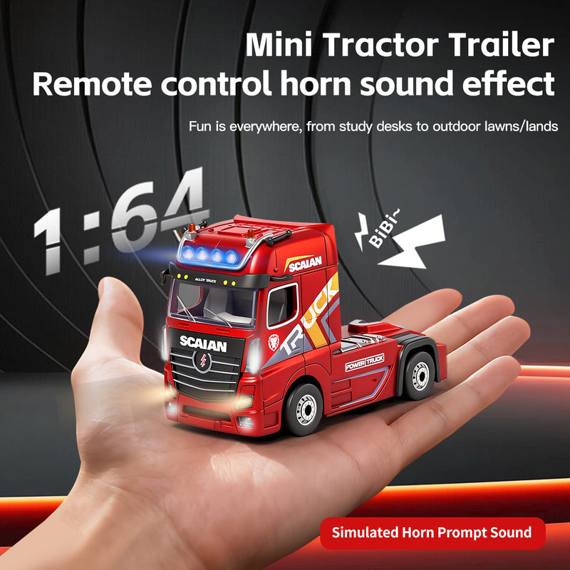 Load image into Gallery viewer, WLtech XK 1:64 Remote Control Container Truck, 2.4G 4WD Mini RC Semi-Tractor Trailer with Detachable Cabinet, 3-Speed Adjustable Drift & Racing Mode, LED Lights, Horn Sound & Type-C Rechargeable