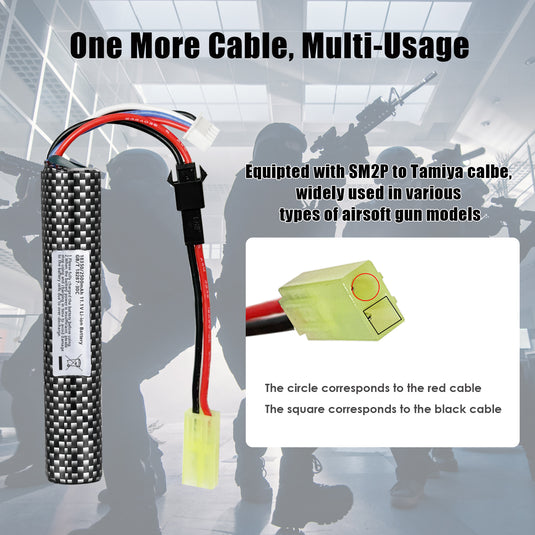 11.1V 2500mAh High Capacity Battery Pack with 2PCS Mini Tamiya Connector to SM-2P Plug Cables and 2PCS 11.1V Battery Charger