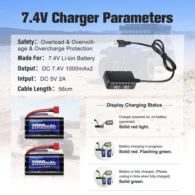 Load image into Gallery viewer, 7.4 V Li-ion Battery 2000mAh High Capacity 15C with Deans T Plug