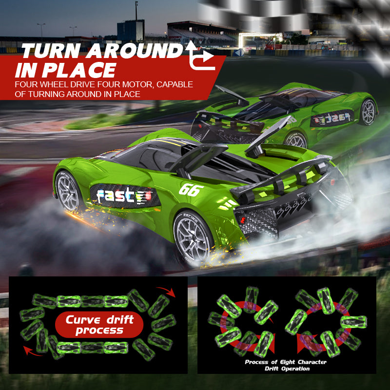 Load image into Gallery viewer, RACER RC Dtift Car – 4WD Drift Racing Car With LED lights, High-Speed Motor, Brushless Motor And Replaceable Tires,Curve Drift 20KM/H (Red/Blue/Yellow/Green)