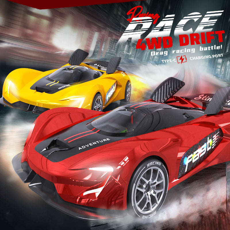 Load image into Gallery viewer, RACER RC Dtift Car – 4WD Drift Racing Car With LED lights, High-Speed Motor, Brushless Motor And Replaceable Tires,Curve Drift 20KM/H (Red/Blue/Yellow/Green)