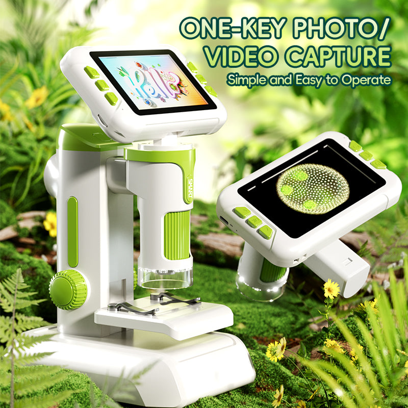 Load image into Gallery viewer, Kids Digital Microscope with 3-Mode Design, Handheld & Desktop Portable Microscope, 100-1600X Magnification, Multi-Screen Connection to Phone/TV, Photo & Video, STEM Science Kit for Kids 8-12