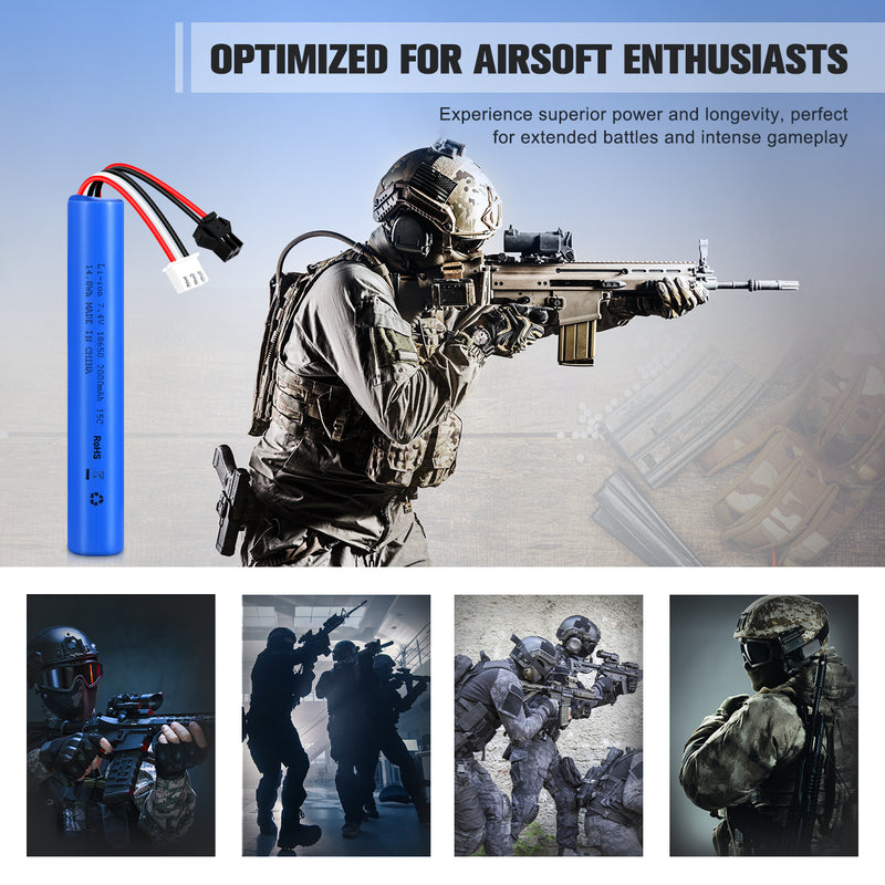 Load image into Gallery viewer, Gel Blaster Battery 7.4V 2000mAh SM2P Plug Airsoft Battery